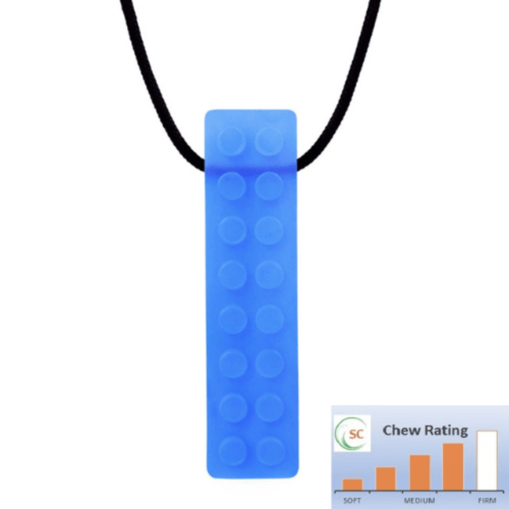 Ark Therapeutics Oral Motor Blue Translucent - Medium Brick Stick Chewable Necklace