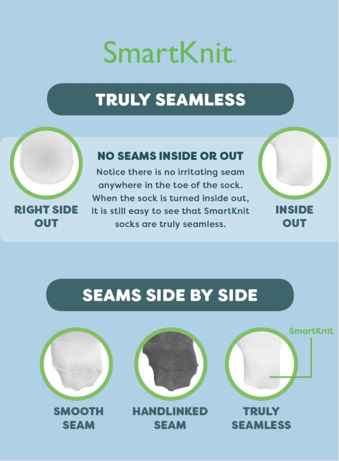 Smartknit Clothing & Accessories SmartKnit Big Kids Seamless Socks (Adults)