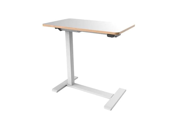 Sylex Ergonomics New Zealand White with timber edge and white legs Malmo Electric Desk