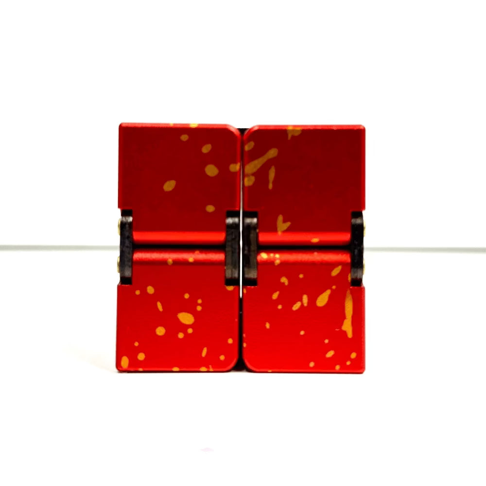 vendor-unknown Fidget Red / Gold Metal Infinity Cube - Splash Collection