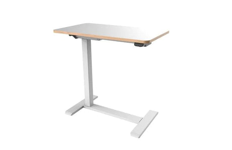 Sylex Ergonomics New Zealand White with timber edge and white legs Malmo Electric Desk